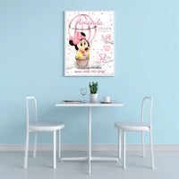 Personalizuota Mergaitės Gimimo Metrikų Iliustracija, plakatas su rėmeliu  Customizer -  dovanokis.lt