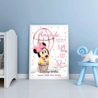 Personalizuota Mergaitės Gimimo Metrikų Iliustracija, plakatas su rėmeliu  Customizer -  dovanokis.lt