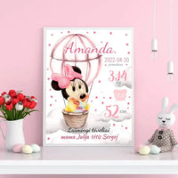 Personalizuota Mergaitės Gimimo Metrikų Iliustracija, plakatas su rėmeliu  Customizer -  dovanokis.lt