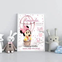 Personalizuota Mergaitės Gimimo Metrikų Iliustracija, plakatas su rėmeliu  Customizer -  dovanokis.lt