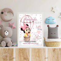 Personalizuota Mergaitės Gimimo Metrikų Iliustracija, plakatas su rėmeliu  Customizer -  dovanokis.lt