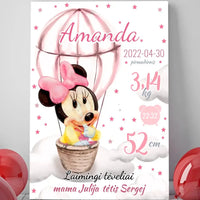 Personalizuota Mergaitės Gimimo Metrikų Iliustracija ant drobės  Drobe -  dovanokis.lt