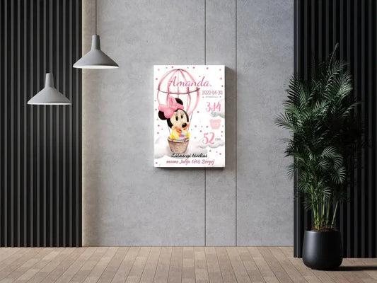 Personalizuota Mergaitės Gimimo Metrikų Iliustracija ant drobės  Drobe -  dovanokis.lt