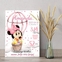 Personalizuota Mergaitės Gimimo Metrikų Iliustracija ant drobės  Drobe -  dovanokis.lt