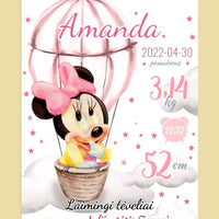 Personalizuota Mergaitės Gimimo Metrikų Iliustracija ant drobės  Drobe -  dovanokis.lt