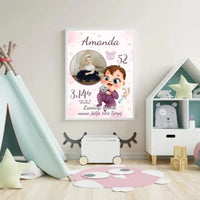 Personalizuota Mergaitės Gimimo Metrikų Iliustracija, plakatas su rėmeliu  Customizer -  dovanokis.lt