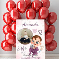 Personalizuota Mergaitės Gimimo Metrikų Iliustracija ant drobės  Drobe -  dovanokis.lt