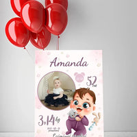 Personalizuota Mergaitės Gimimo Metrikų Iliustracija ant drobės  Drobe -  dovanokis.lt