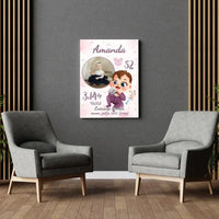 Personalizuota Mergaitės Gimimo Metrikų Iliustracija ant drobės  Drobe -  dovanokis.lt