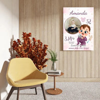 Personalizuota Mergaitės Gimimo Metrikų Iliustracija ant drobės  Drobe -  dovanokis.lt