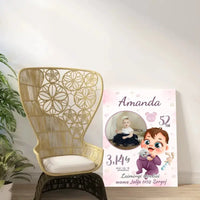 Personalizuota Mergaitės Gimimo Metrikų Iliustracija ant drobės  Drobe -  dovanokis.lt