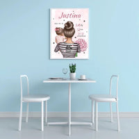 Personalizuota Mergaitės Gimimo Metrikų Iliustracija, plakatas su rėmeliu  Customizer -  dovanokis.lt