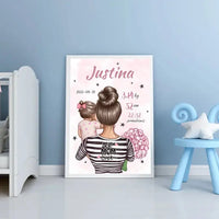 Personalizuota Mergaitės Gimimo Metrikų Iliustracija, plakatas su rėmeliu  Customizer -  dovanokis.lt