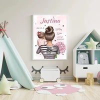 Personalizuota Mergaitės Gimimo Metrikų Iliustracija, plakatas su rėmeliu  Customizer -  dovanokis.lt
