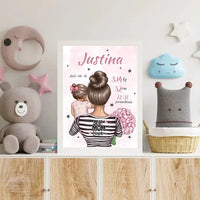 Personalizuota Mergaitės Gimimo Metrikų Iliustracija, plakatas su rėmeliu  Customizer -  dovanokis.lt