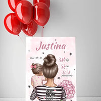 Personalizuota Mergaitės Gimimo Metrikų Iliustracija ant drobės  Drobe -  dovanokis.lt