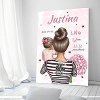 Personalizuota Mergaitės Gimimo Metrikų Iliustracija ant drobės  Drobe -  dovanokis.lt