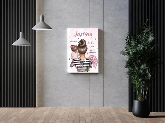 Personalizuota Mergaitės Gimimo Metrikų Iliustracija ant drobės  Drobe -  dovanokis.lt