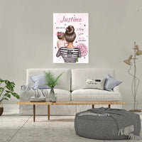 Personalizuota Mergaitės Gimimo Metrikų Iliustracija ant drobės  Drobe -  dovanokis.lt