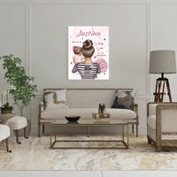 Personalizuota Mergaitės Gimimo Metrikų Iliustracija ant drobės  Drobe -  dovanokis.lt