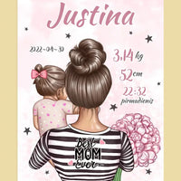 Personalizuota Mergaitės Gimimo Metrikų Iliustracija ant drobės  Drobe -  dovanokis.lt