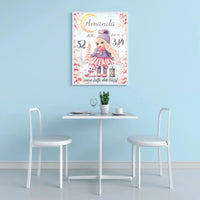 Personalizuota Mergaitės Gimimo Metrikų Iliustracija, plakatas su rėmeliu  Customizer -  dovanokis.lt