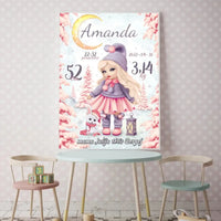 Personalizuota Mergaitės Gimimo Metrikų Iliustracija, plakatas su rėmeliu  Customizer -  dovanokis.lt