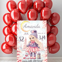 Personalizuota Mergaitės Gimimo Metrikų Iliustracija ant drobės  Drobe -  dovanokis.lt