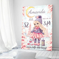 Personalizuota Mergaitės Gimimo Metrikų Iliustracija ant drobės  Drobe -  dovanokis.lt