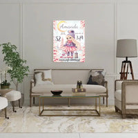 Personalizuota Mergaitės Gimimo Metrikų Iliustracija ant drobės  Drobe -  dovanokis.lt