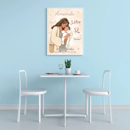 Personalizuota Mergaitės Gimimo Metrikų Iliustracija, plakatas su rėmeliu  Customizer -  dovanokis.lt
