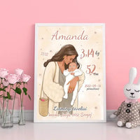 Personalizuota Mergaitės Gimimo Metrikų Iliustracija, plakatas su rėmeliu  Customizer -  dovanokis.lt