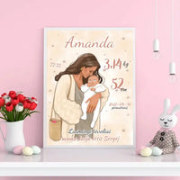 Personalizuota Mergaitės Gimimo Metrikų Iliustracija, plakatas su rėmeliu  Customizer -  dovanokis.lt