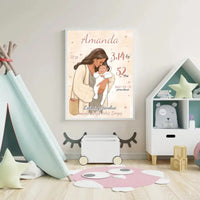 Personalizuota Mergaitės Gimimo Metrikų Iliustracija, plakatas su rėmeliu  Customizer -  dovanokis.lt