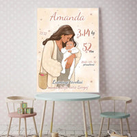 Personalizuota Mergaitės Gimimo Metrikų Iliustracija, plakatas su rėmeliu  Customizer -  dovanokis.lt