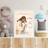 Personalizuota Mergaitės Gimimo Metrikų Iliustracija, plakatas su rėmeliu  Customizer -  dovanokis.lt