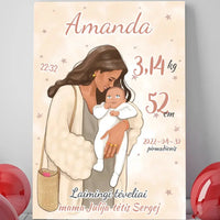 Personalizuota Mergaitės Gimimo Metrikų Iliustracija ant drobės  Drobe -  dovanokis.lt