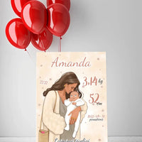 Personalizuota Mergaitės Gimimo Metrikų Iliustracija ant drobės  Drobe -  dovanokis.lt