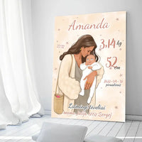 Personalizuota Mergaitės Gimimo Metrikų Iliustracija ant drobės  Drobe -  dovanokis.lt