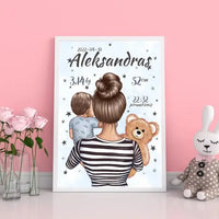 Personalizuota Berniuko Gimimo Metrikų Iliustracija, plakatas su rėmeliu  Customizer -  dovanokis.lt