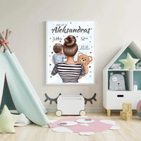 Personalizuota Berniuko Gimimo Metrikų Iliustracija, plakatas su rėmeliu  Customizer -  dovanokis.lt
