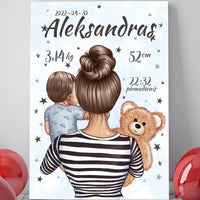 Personalizuota Berniuko Gimimo Metrikų Iliustracija ant drobės  Drobe -  dovanokis.lt