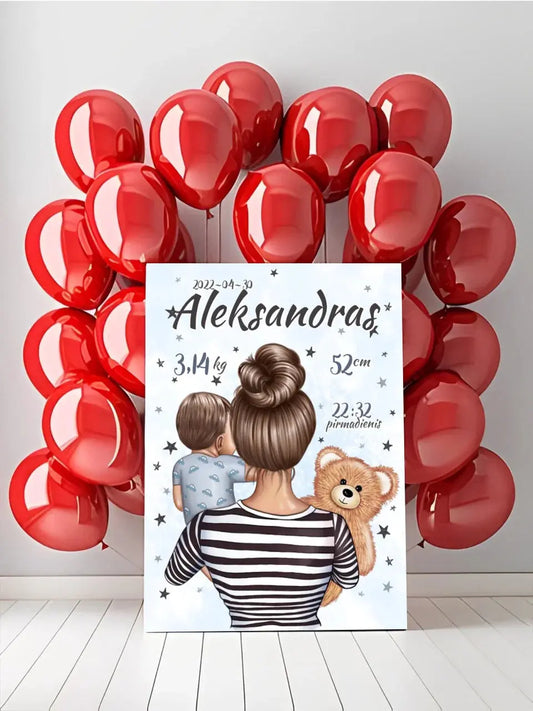 Personalizuota Berniuko Gimimo Metrikų Iliustracija ant drobės  Drobe -  dovanokis.lt