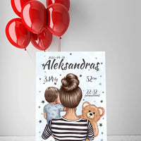 Personalizuota Berniuko Gimimo Metrikų Iliustracija ant drobės  Drobe -  dovanokis.lt