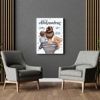 Personalizuota Berniuko Gimimo Metrikų Iliustracija ant drobės  Drobe -  dovanokis.lt