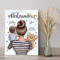 Personalizuota Berniuko Gimimo Metrikų Iliustracija ant drobės  Drobe -  dovanokis.lt