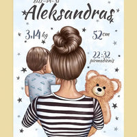 Personalizuota Berniuko Gimimo Metrikų Iliustracija ant drobės  Drobe -  dovanokis.lt