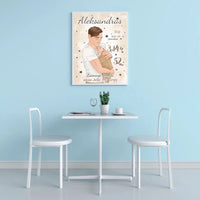 Personalizuota Berniuko Gimimo Metrikų Iliustracija, plakatas su rėmeliu  Customizer -  dovanokis.lt