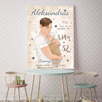 Personalizuota Berniuko Gimimo Metrikų Iliustracija, plakatas su rėmeliu  Customizer -  dovanokis.lt