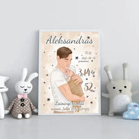 Personalizuota Berniuko Gimimo Metrikų Iliustracija, plakatas su rėmeliu  Customizer -  dovanokis.lt